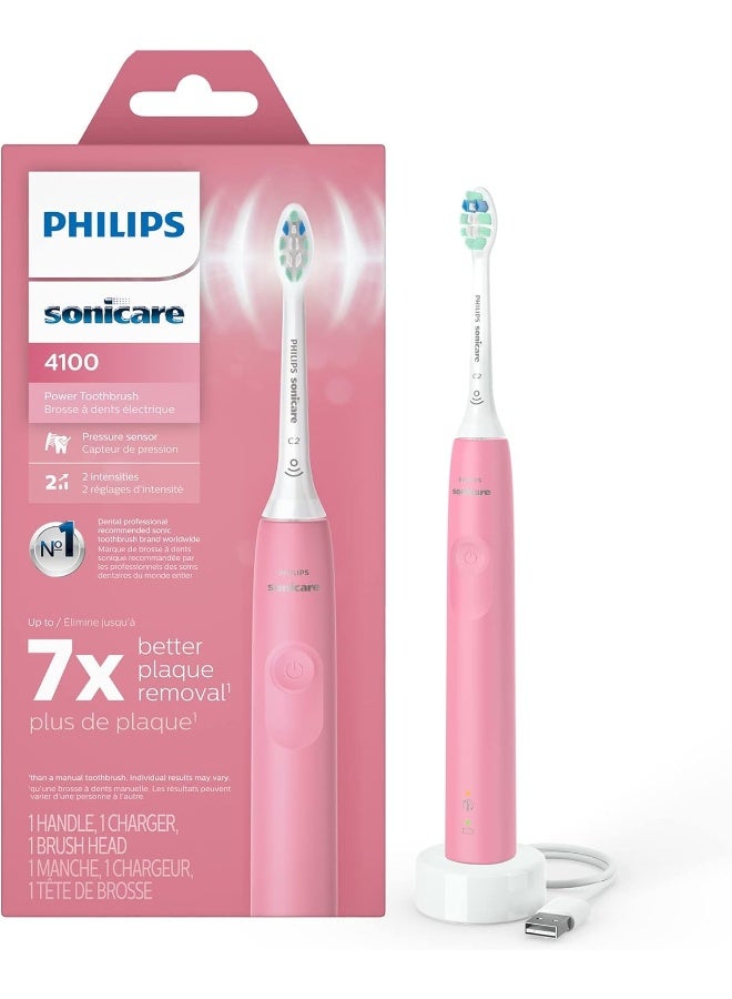 Philips 4100 Power Toothbrush, Rechargeable Electric Toothbrush with Pressure Sensor, pink - Image 1